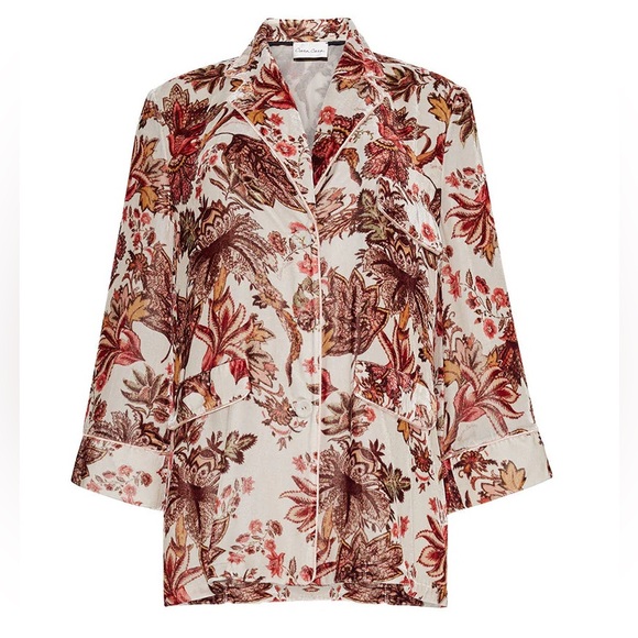 Cara Cara Venezia Jacket Multicolor Jacobean Ivory Floral Button Down Blazer - Picture 1 of 3